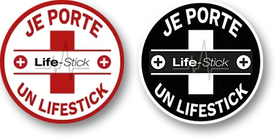 Pack de deux stickers Je porte un LifeStick rouge et noir